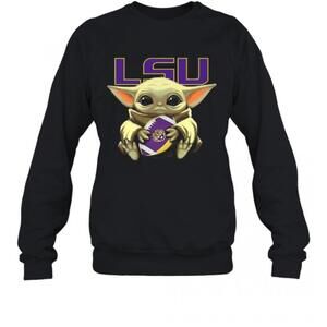 Baby Yoda Hug Lsu Tigers Football T-Shirt